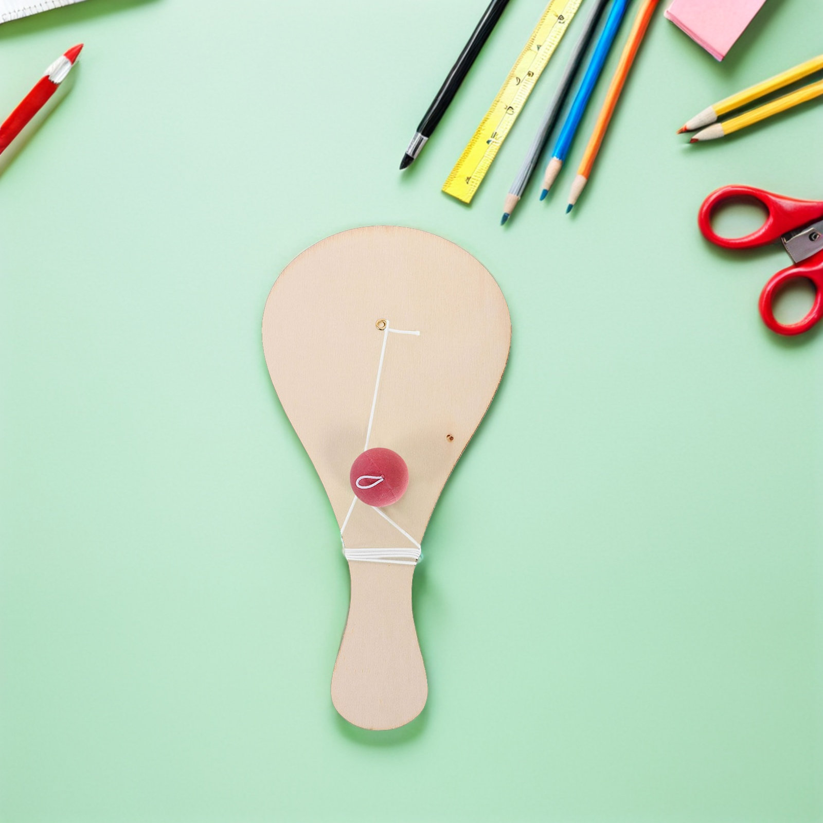 Art Craft Toddlers - 10Pcs Blank Wooden Paddle Ball Game
