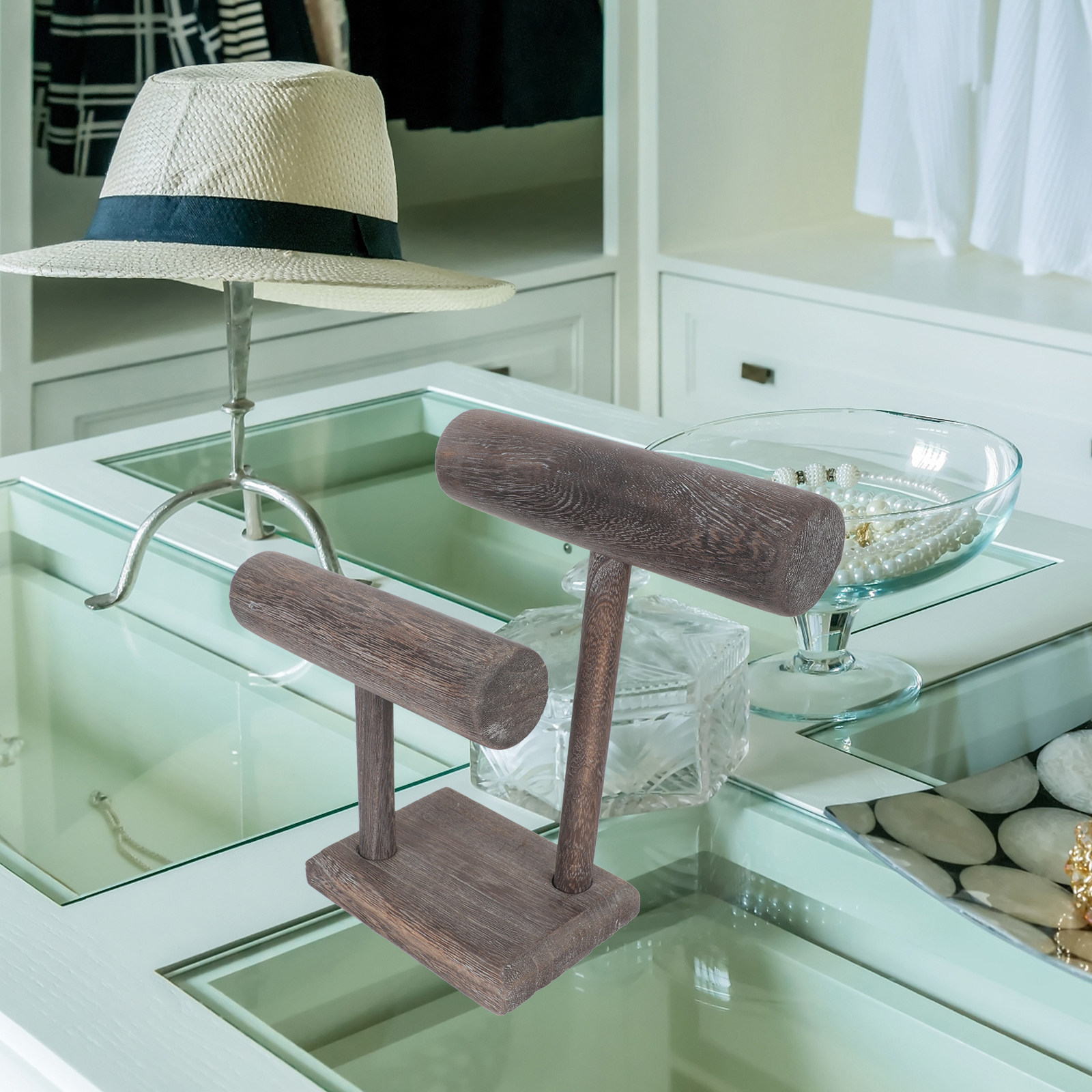 Exhibition Of Art And Craft - 1Pcs Natural Wooden Scrunchie Holder Stand