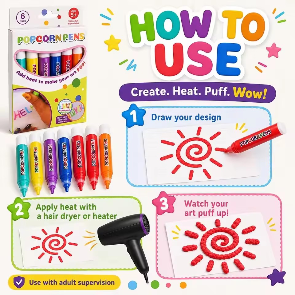 Puffy Popcorn Pen Set, Smooth  - Art Craft Easy ulasan dan harga