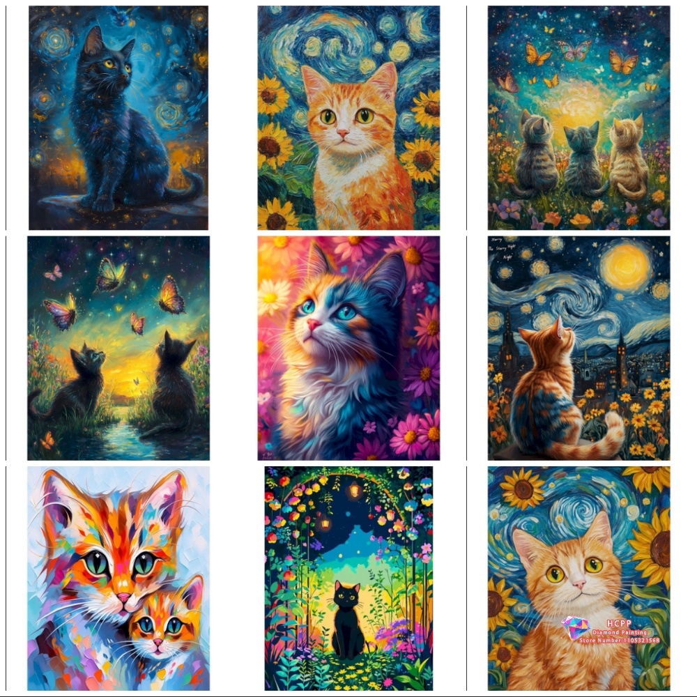 Cat Animal Diamond Painting Ki - Art Craft Night ulasan dan harga