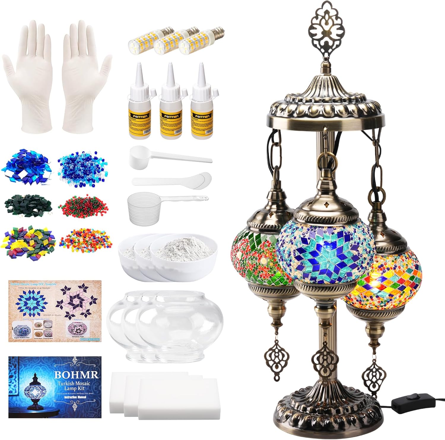 DIY 3 Globe Turkish Mosaic Lam - Art Craft Easy ulasan dan harga