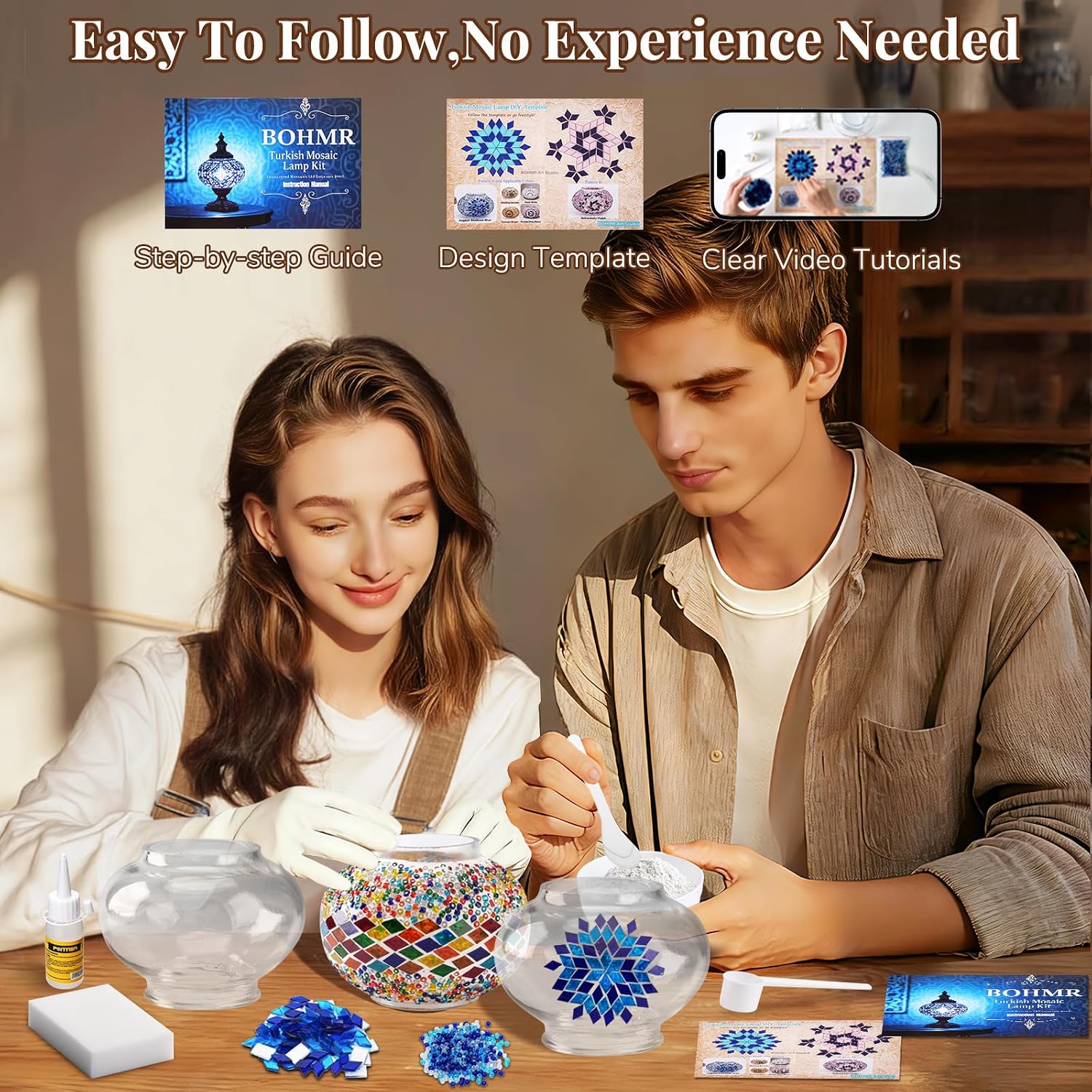 DIY 3 Globe Turkish Mosaic Lam - Art Craft Easy ulasan dan harga