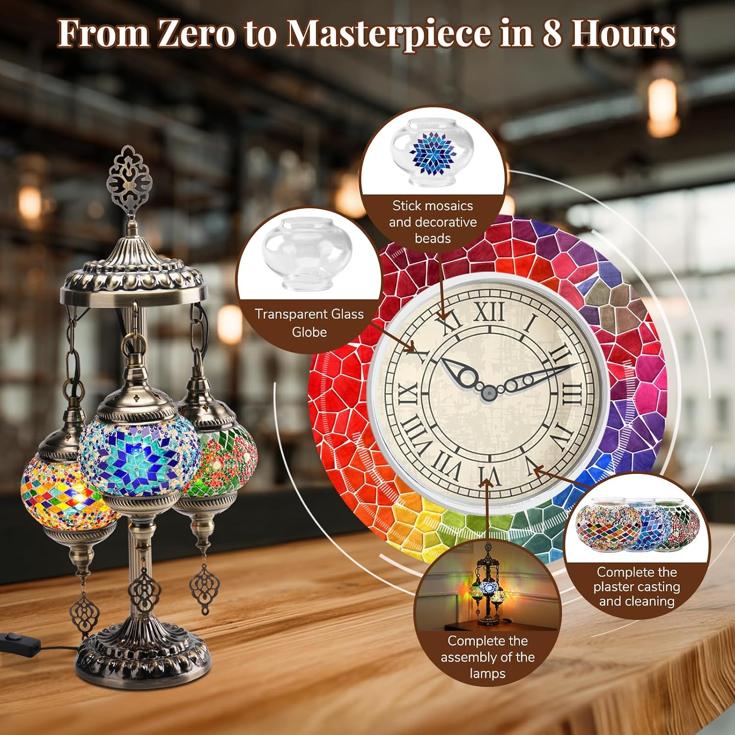 DIY 3 Globe Turkish Mosaic Lam - Art Craft Easy ulasan dan harga