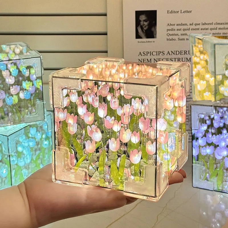 DIY Tulip Mirror Cube Lamp Sim - Art Craft Night ulasan dan harga