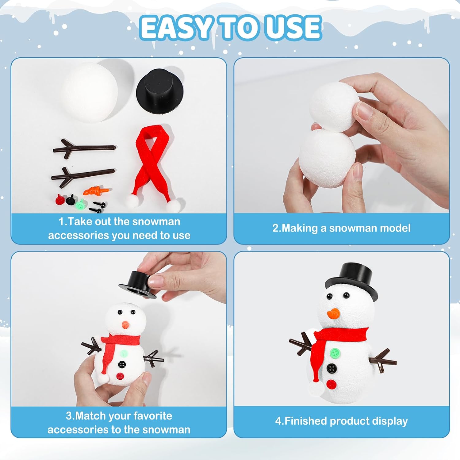 12 DIY Snowman set toys, Chris - Art Craft Upholstery ulasan dan harga