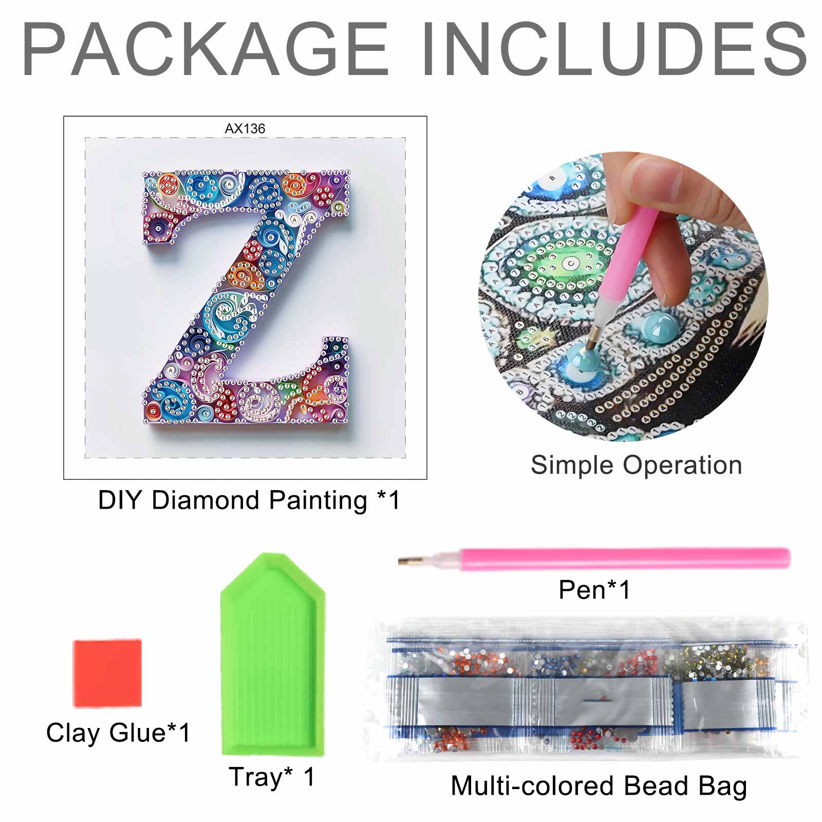 Special Shaped Diamond Art pai - Art And Craft Letter Z ulasan dan harga
